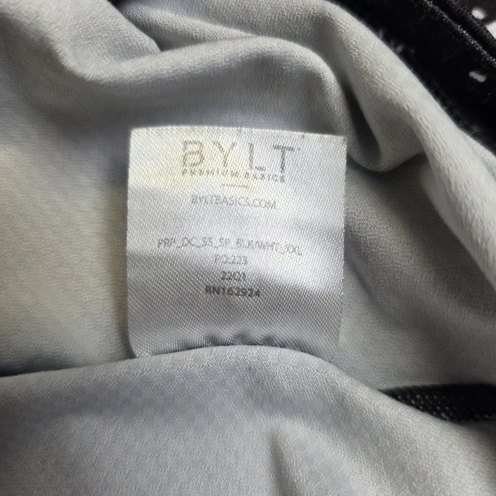 BYLT Shirt Mens XXL Black Whire Dots Drop Cut Performance Tee Athletic Modern - Picture 6 of 10